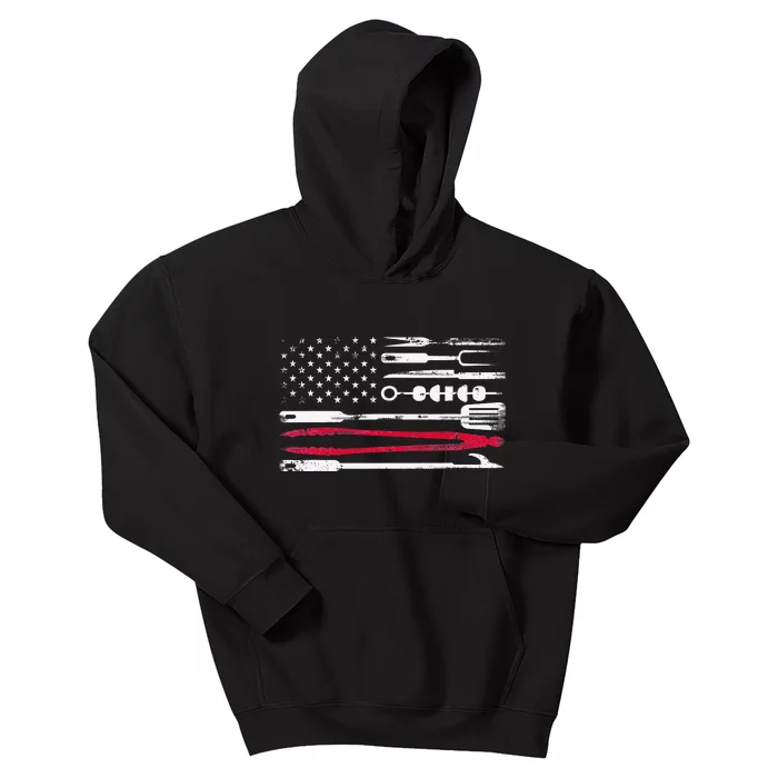 Funny American Flag Grilling Tools BBQ Grill Barbecue Tool Kids Hoodie