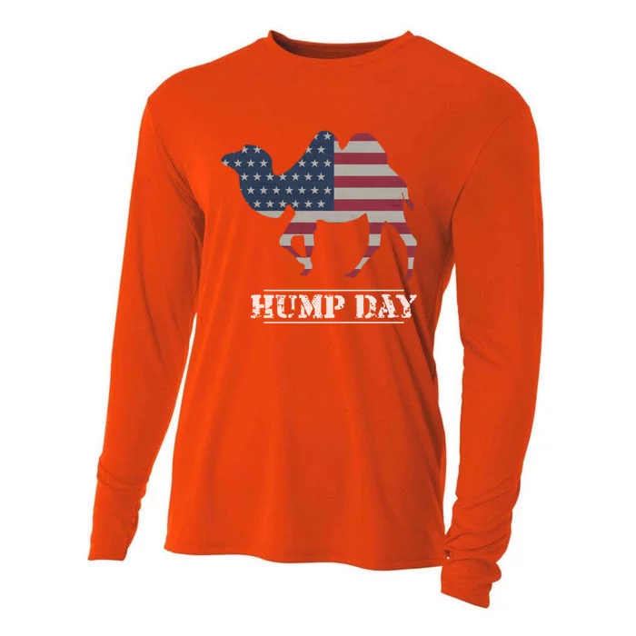 Funny American Flag Hump Day Camel Gift Cooling Performance Long Sleeve Crew