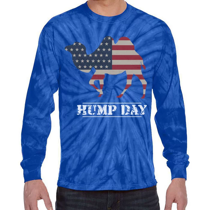 Funny American Flag Hump Day Camel Gift Tie-Dye Long Sleeve Shirt