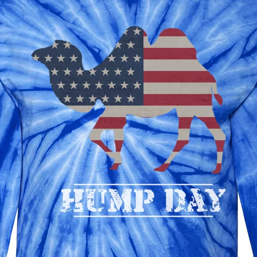 Funny American Flag Hump Day Camel Gift Tie-Dye Long Sleeve Shirt