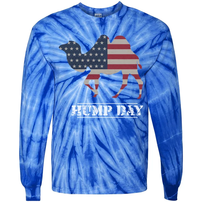 Funny American Flag Hump Day Camel Gift Tie-Dye Long Sleeve Shirt