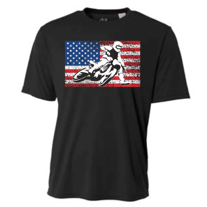 Funny American Flat Track Motorcycle Gift Cool Bike Rider Gift Cooling Performance Crew T-Shirt