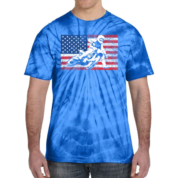 Funny American Flat Track Motorcycle Gift Cool Bike Rider Gift Tie-Dye T-Shirt