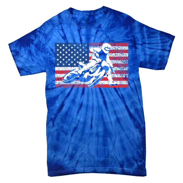 Funny American Flat Track Motorcycle Gift Cool Bike Rider Gift Tie-Dye T-Shirt