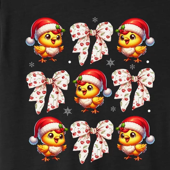 Farm Animal Farmer Christmas Coquette Bow Chicken Christmas ChromaSoft Performance T-Shirt