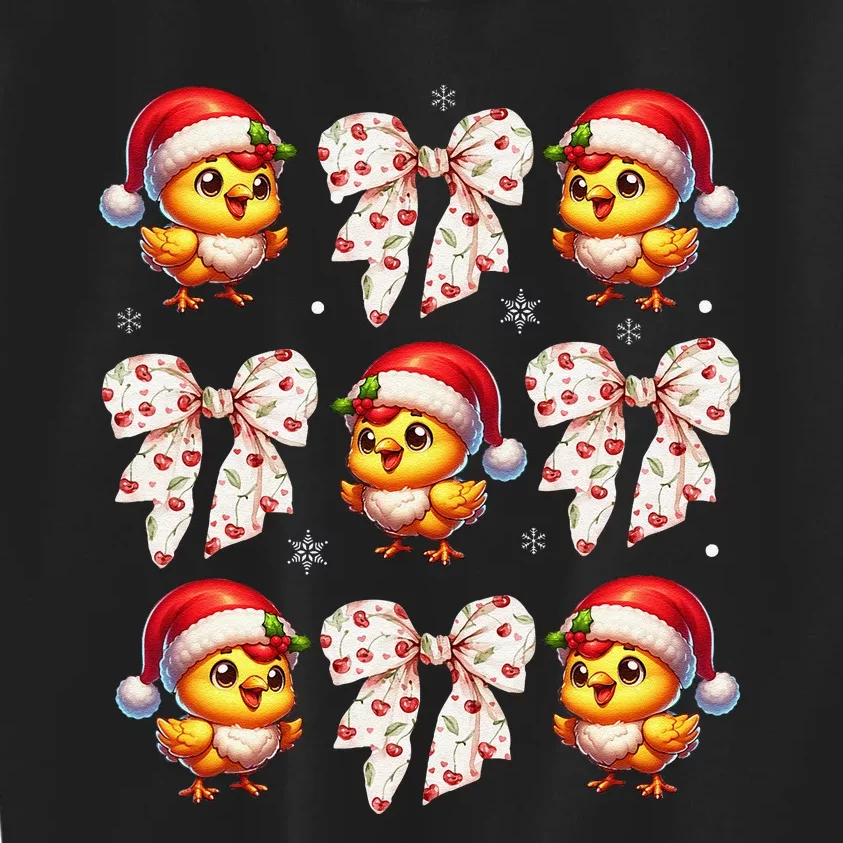 Farm Animal Farmer Christmas Coquette Bow Chicken Christmas Kids Sweatshirt