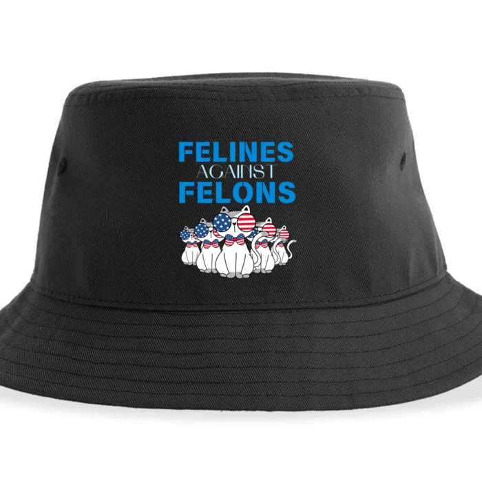 Felines Against Felons Donald Trump 2024 Cat Sustainable Bucket Hat