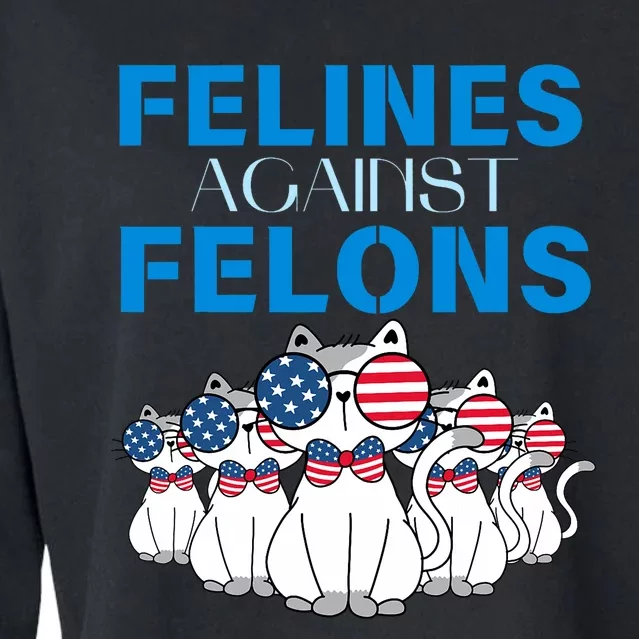 Felines Against Felons Donald Trump 2024 Cat Cropped Pullover Crew