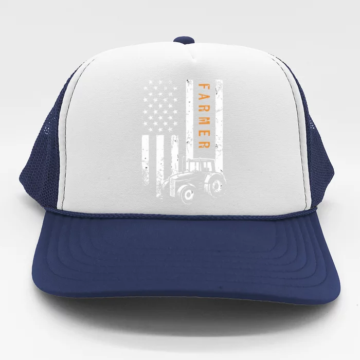 Farmer American Flag Design Farm Farming Trucker Hat