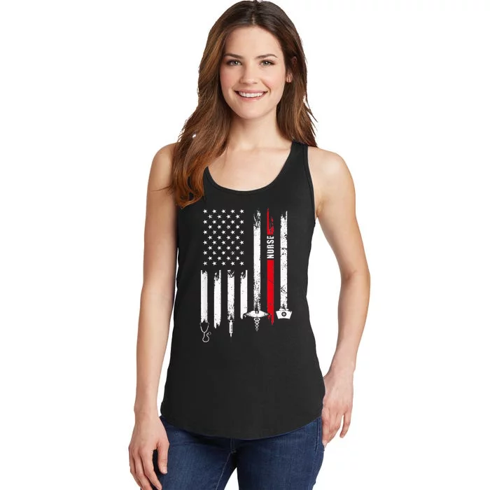 Funny American Flag Nurse Day Gift Idea Ladies Essential Tank