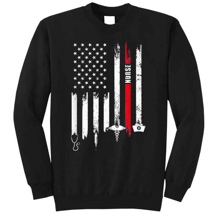 Funny American Flag Nurse Day Gift Idea Tall Sweatshirt