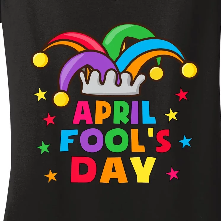 Funny April Fools Day Pranks Kit 1st April Jokes Adults Women's V-Neck T-Shirt