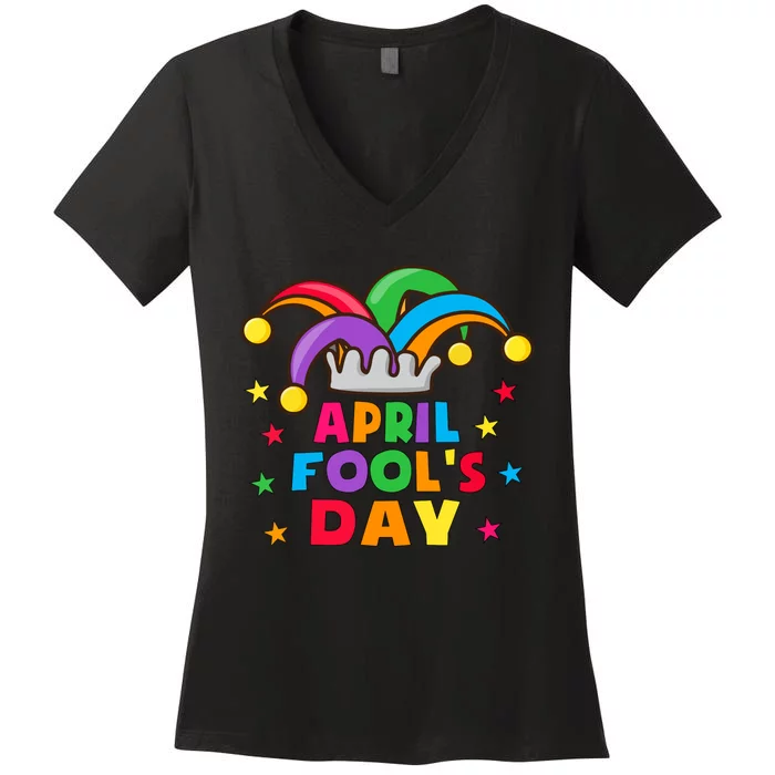 Funny April Fools Day Pranks Kit 1st April Jokes Adults Women's V-Neck T-Shirt