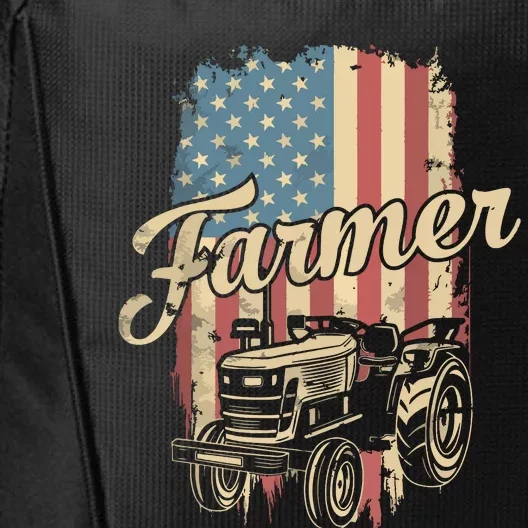 Farmer American Flag Retro Farming Tractor Usa Patrioticic City Backpack