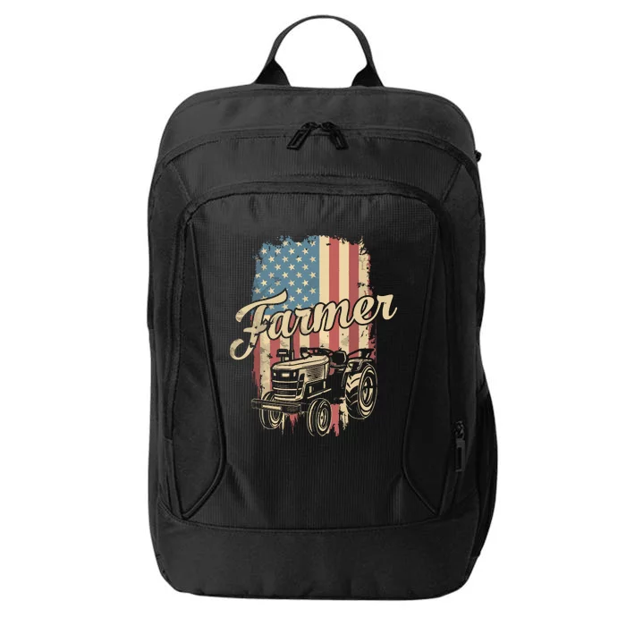 Farmer American Flag Retro Farming Tractor Usa Patrioticic City Backpack