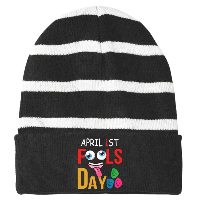 Funny April Fools Day Quote April Fools Day Squad Pranks Striped Beanie with Solid Band