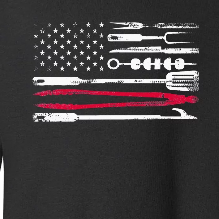 Funny American Flag Grilling Tools BBQ Grill Barbecue Tool Toddler Sweatshirt