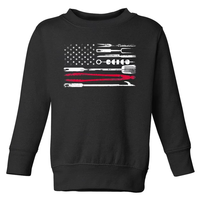 Funny American Flag Grilling Tools BBQ Grill Barbecue Tool Toddler Sweatshirt