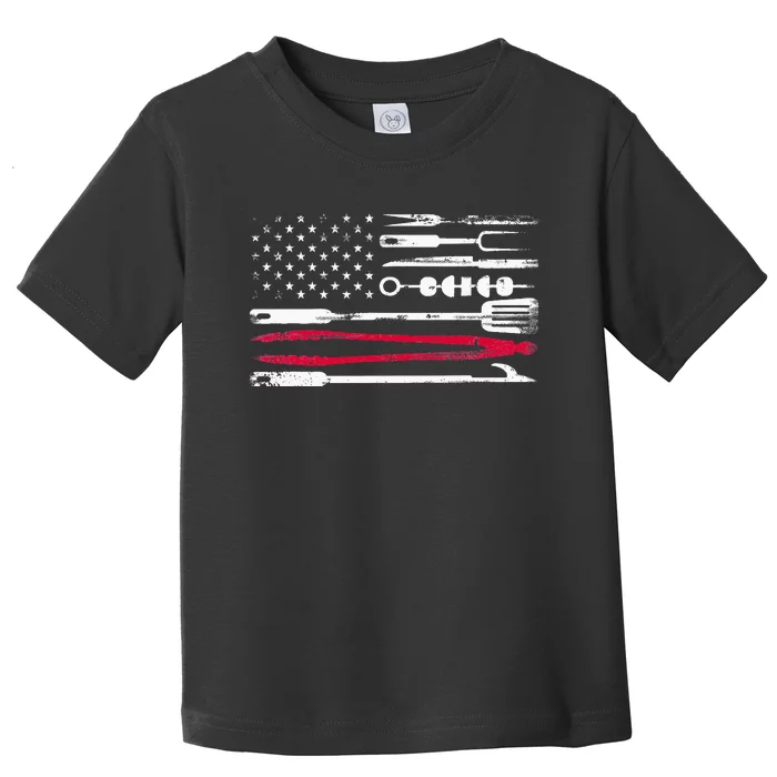 Funny American Flag Grilling Tools BBQ Grill Barbecue Tool Toddler T-Shirt