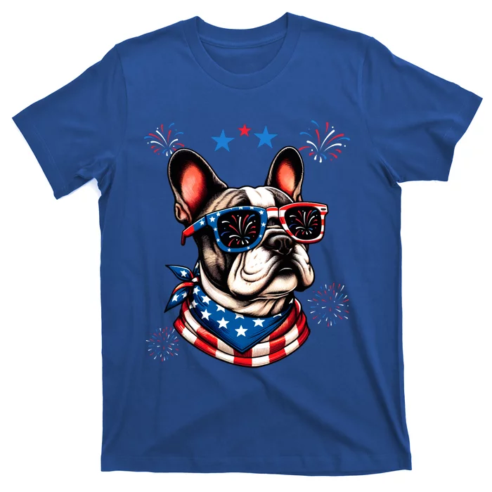 Funny American Flag French Bulldog Patriotic 4th Of July Gift T-Shirt