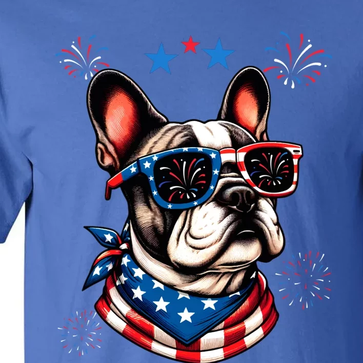 Funny American Flag French Bulldog Patriotic 4th Of July Gift Tall T-Shirt