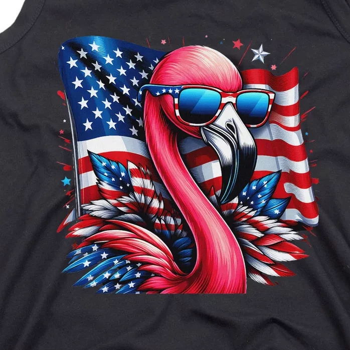 Flamingo American Flag Patriotic For Women 4th Of July Tank Top