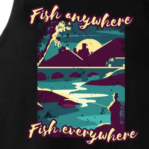 Fish Anywhere Fish Everywhere Ladies Tri-Blend Wicking Tank