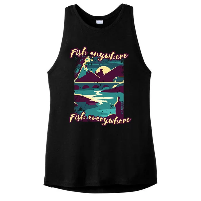 Fish Anywhere Fish Everywhere Ladies Tri-Blend Wicking Tank