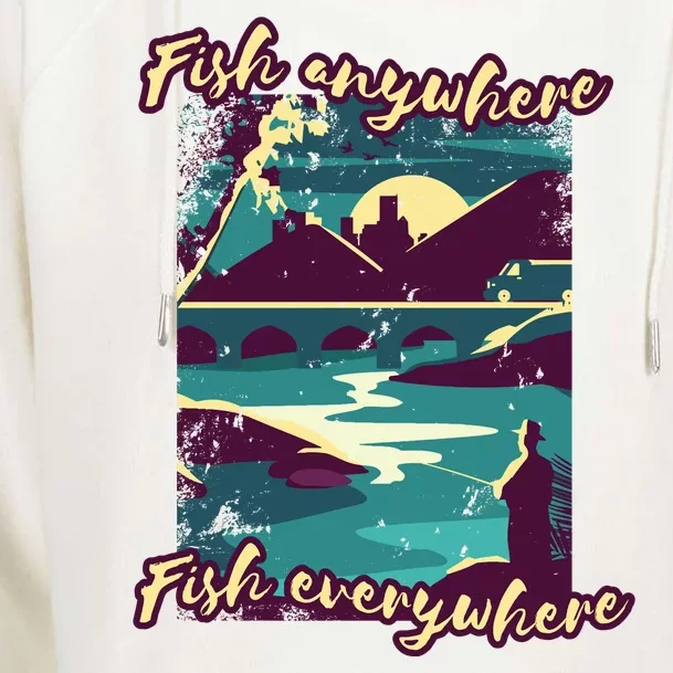 Fish Anywhere Fish Everywhere Womens Funnel Neck Pullover Hood