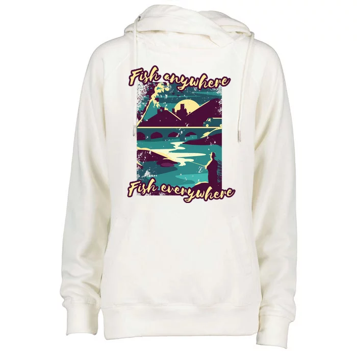 Fish Anywhere Fish Everywhere Womens Funnel Neck Pullover Hood