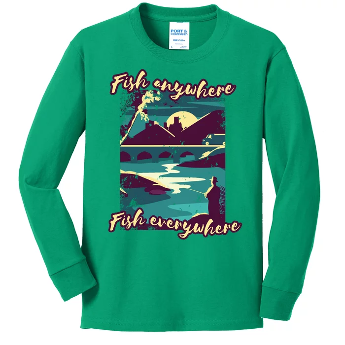 Fish Anywhere Fish Everywhere Kids Long Sleeve Shirt