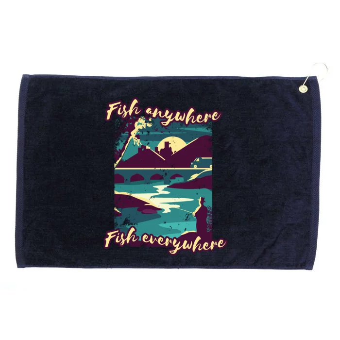 Fish Anywhere Fish Everywhere Grommeted Golf Towel