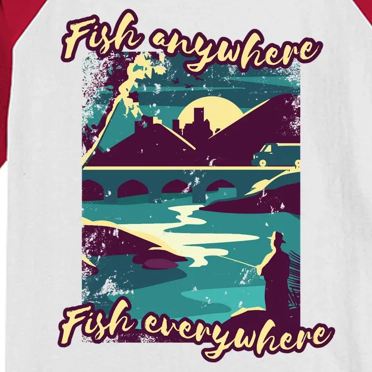 Fish Anywhere Fish Everywhere Kids Colorblock Raglan Jersey