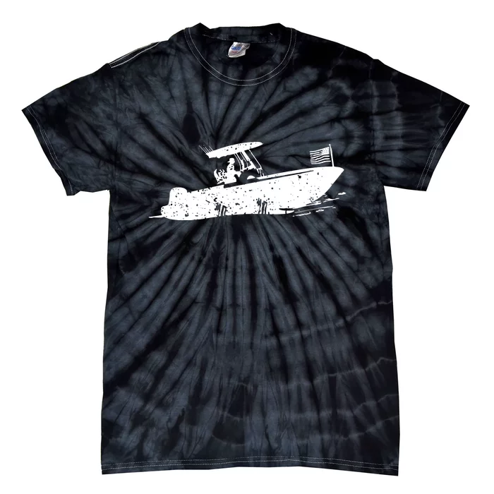 Fishing American Flag USA Fishersman Boat Tie-Dye T-Shirt