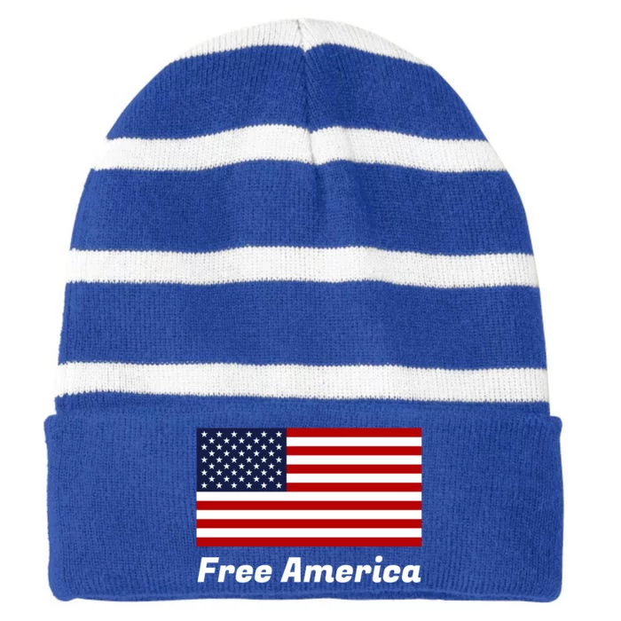 Free America Funny Gift Striped Beanie with Solid Band