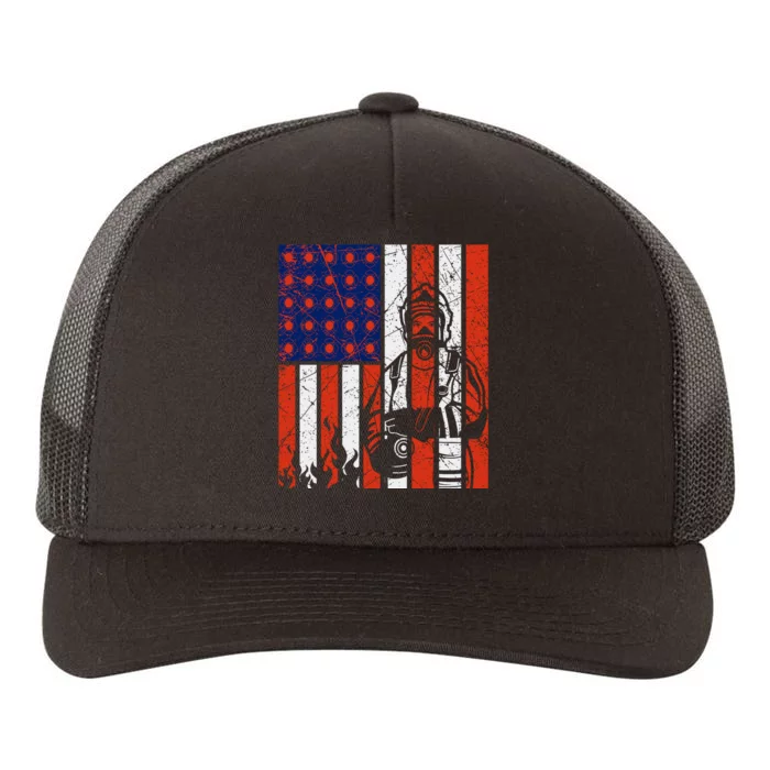 Firefighter American Flag Yupoong Adult 5-Panel Trucker Hat