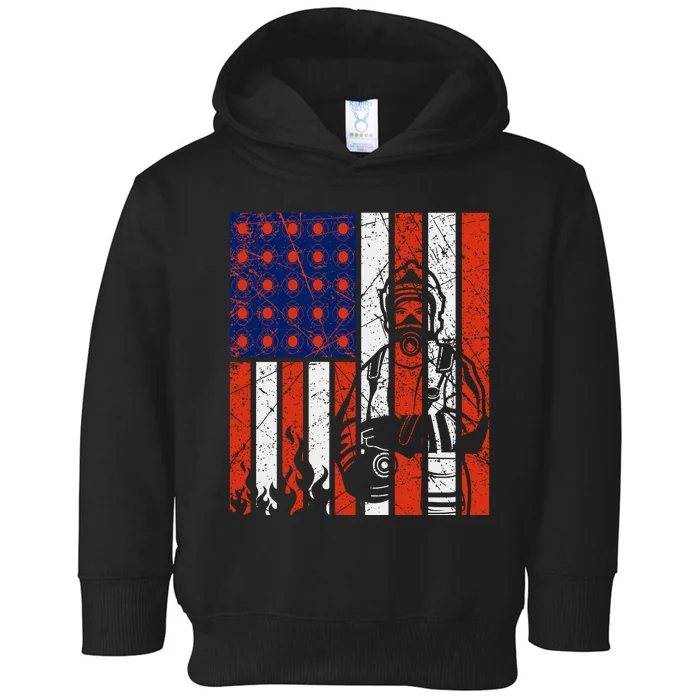 Firefighter American Flag Toddler Hoodie