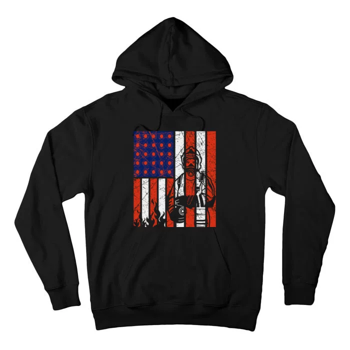 Firefighter American Flag Tall Hoodie