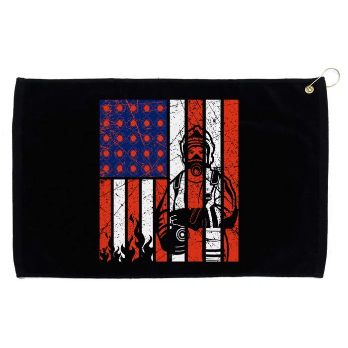 Firefighter American Flag Grommeted Golf Towel