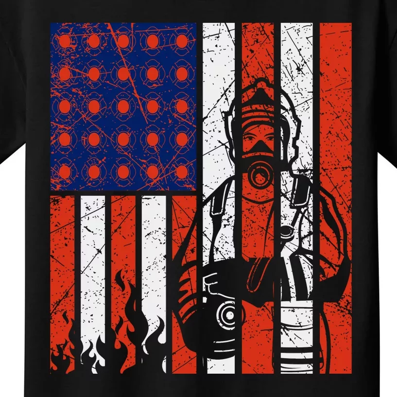 Firefighter American Flag Kids T-Shirt