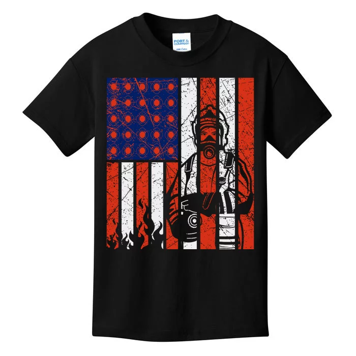 Firefighter American Flag Kids T-Shirt