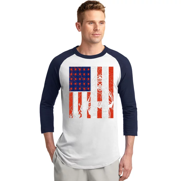 Firefighter American Flag Baseball Sleeve Shirt