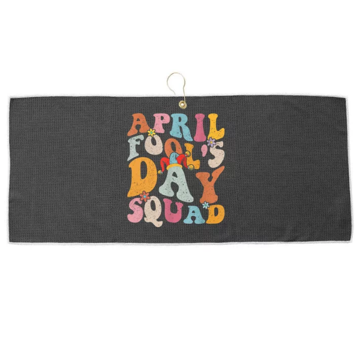 Funny April Fools Day Squad Pranks April Fool's Day Groovy Large Microfiber Waffle Golf Towel