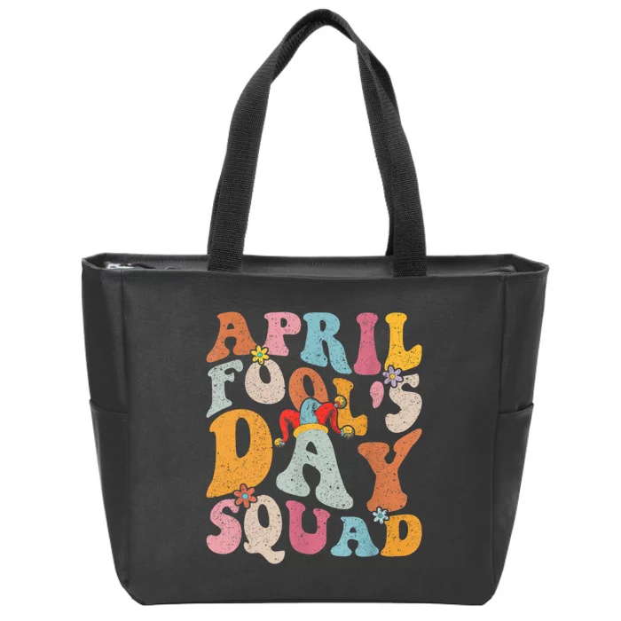 Funny April Fools Day Squad Pranks April Fool's Day Groovy Zip Tote Bag