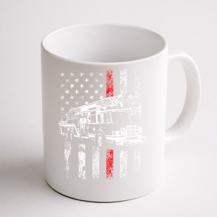 Fire American Flag Gift Thin Red Line Firefighter Gift Front & Back Coffee Mug