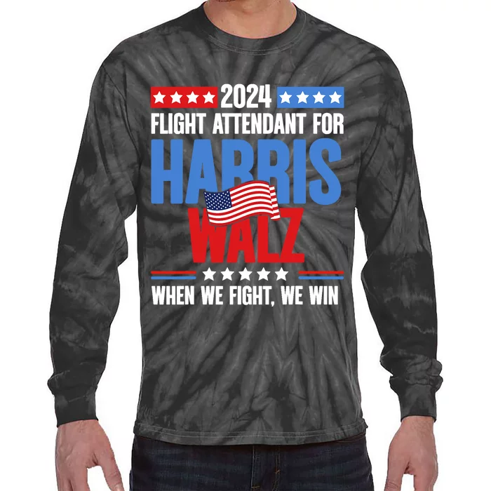 Flight Attendant For Harris Walz 2024 Vote President Kamala Tie-Dye Long Sleeve Shirt