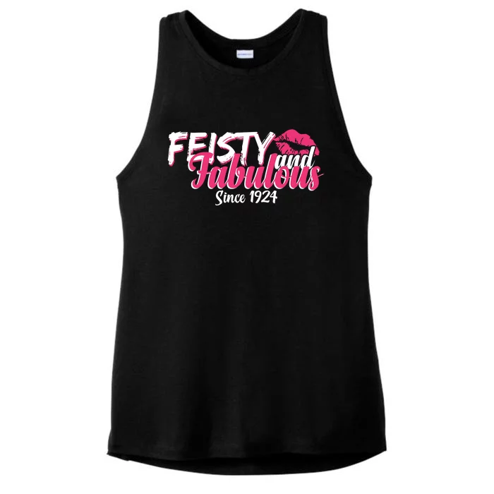 Feisty And Fabulous Since 1924 100th Birthday Ladies Tri-Blend Wicking Tank