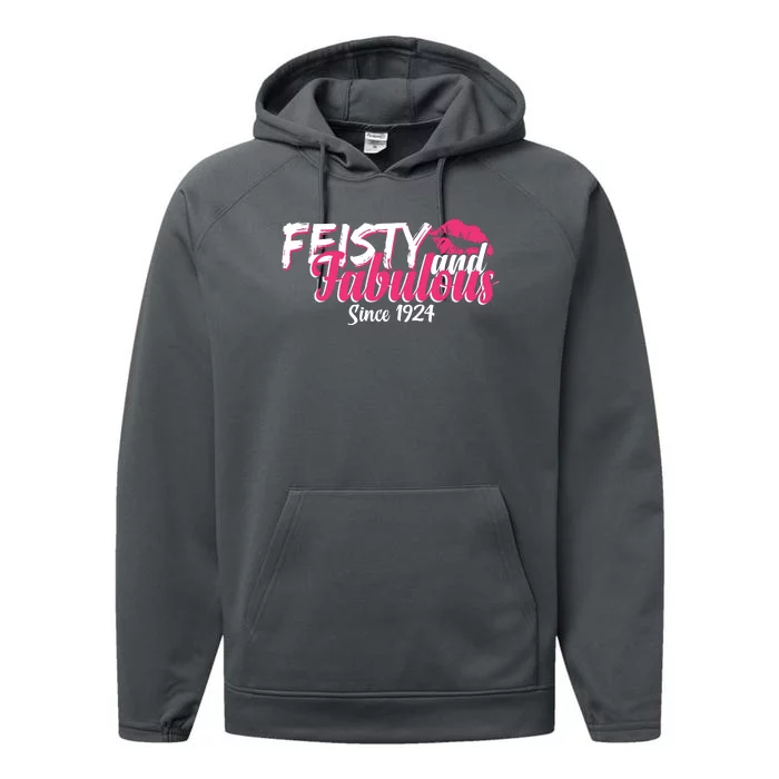 Feisty And Fabulous Since 1924 100th Birthday Performance Fleece Hoodie