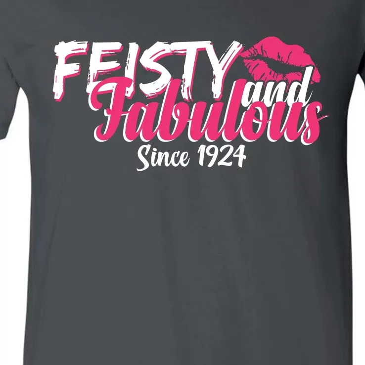 Feisty And Fabulous Since 1924 100th Birthday V-Neck T-Shirt