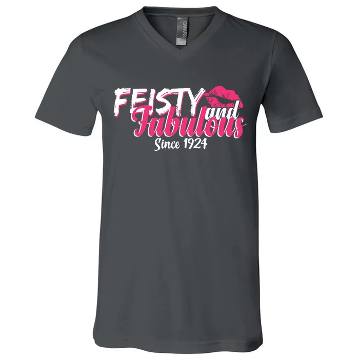 Feisty And Fabulous Since 1924 100th Birthday V-Neck T-Shirt